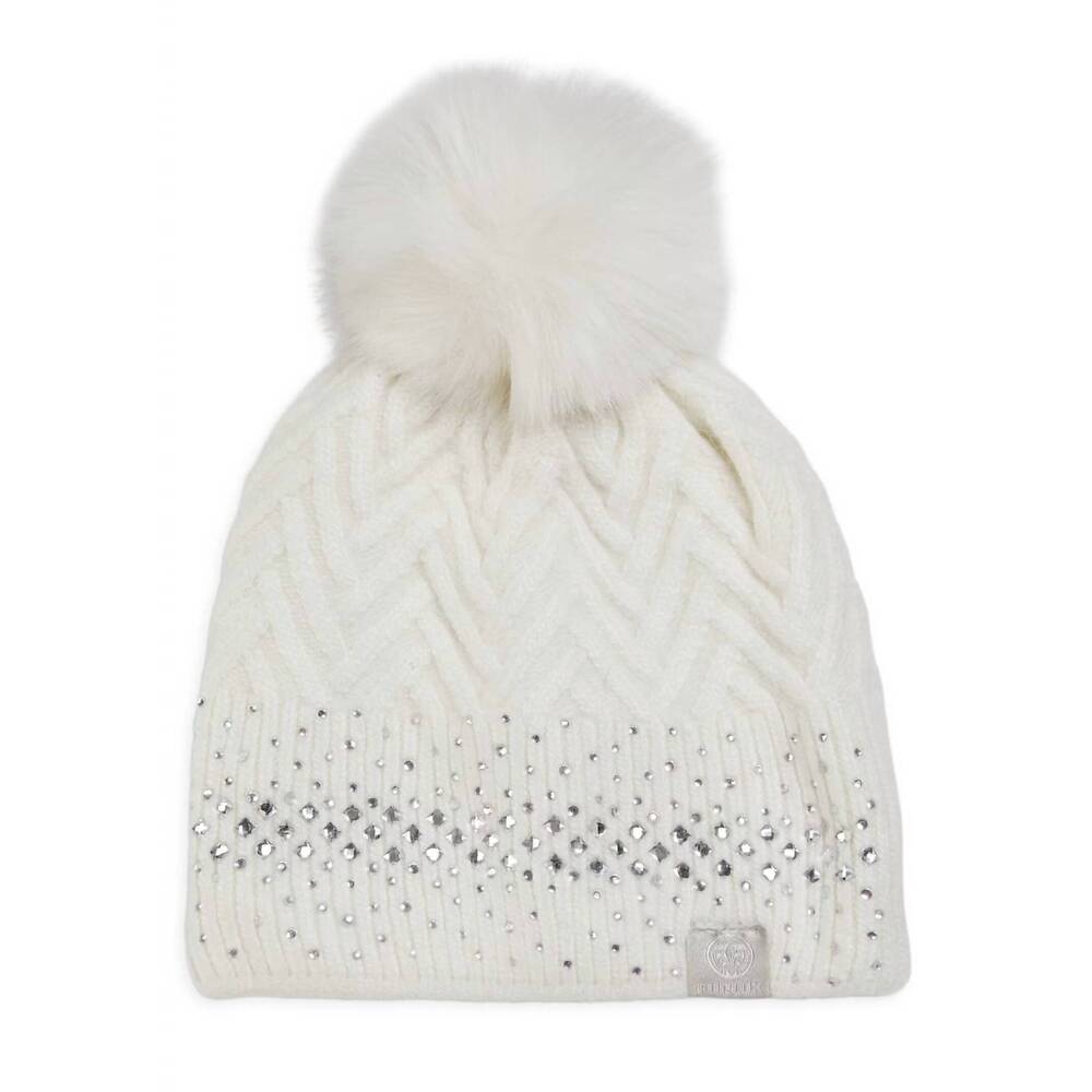 NEW FURLUX women's faux fur and cashmere beanie in white